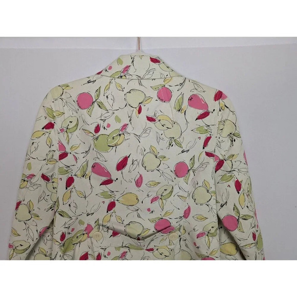 Ann Taylor LOFT Vintage Y2K S Fruit Print Apple Pear Trench Coat Jacket Cotton - Picture 8 of 13